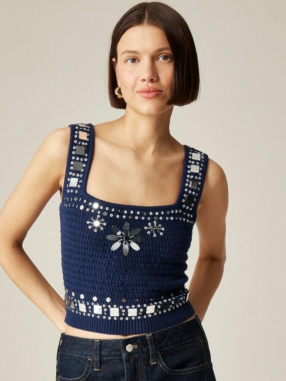 J. Crew Sweater-Tank with Hand-Embellished Mirrors